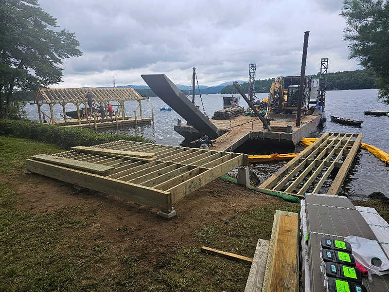 shoreline decks and dock replacement on lake winnipesaukee